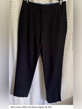 Boy’s size regular 18 IZOD Black Dress Pants
